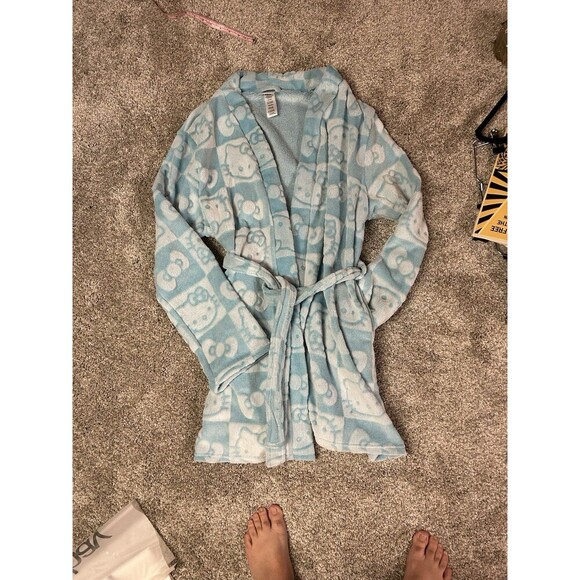 Hello Kitty Fleece Robe Blue XL Womens Cozy Loungewear Soft - Picture 4 of 4